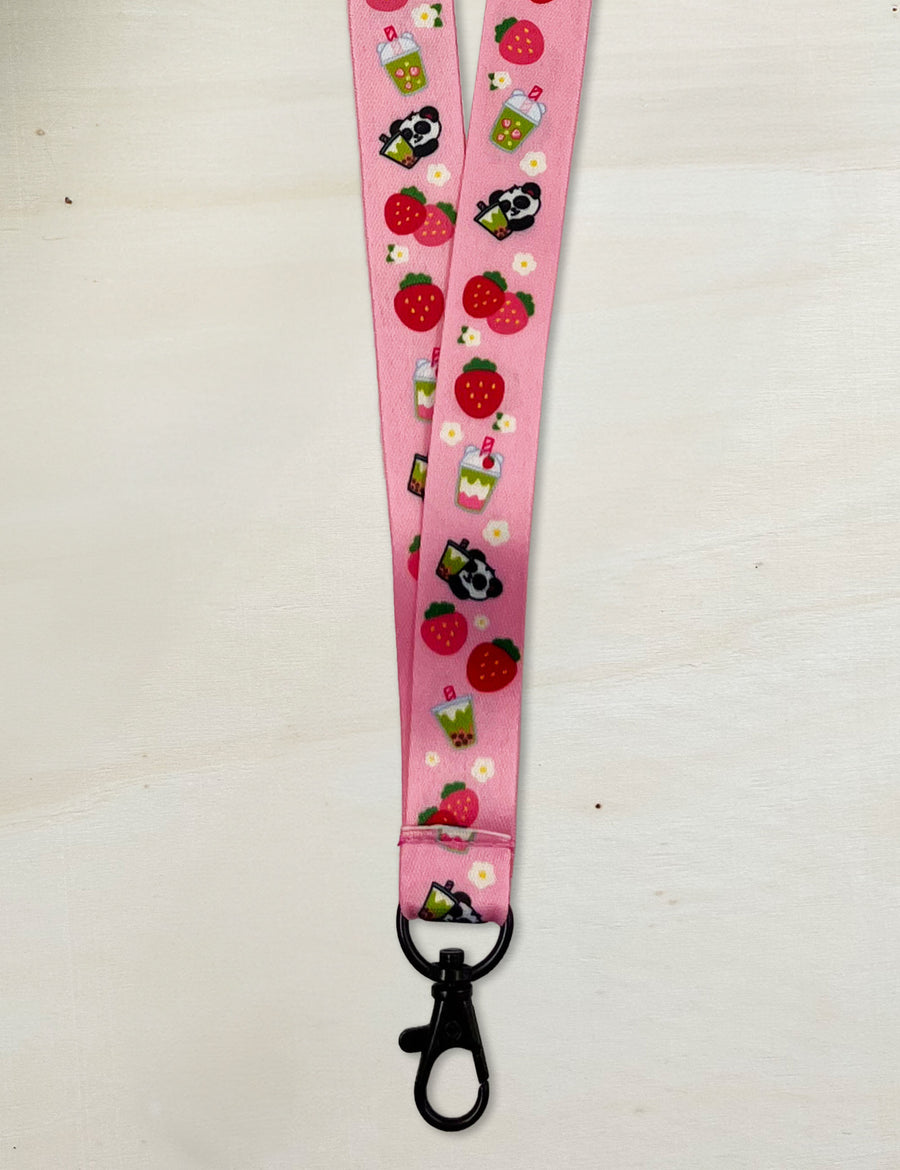 Strawberry Matcha Boba Lanyard